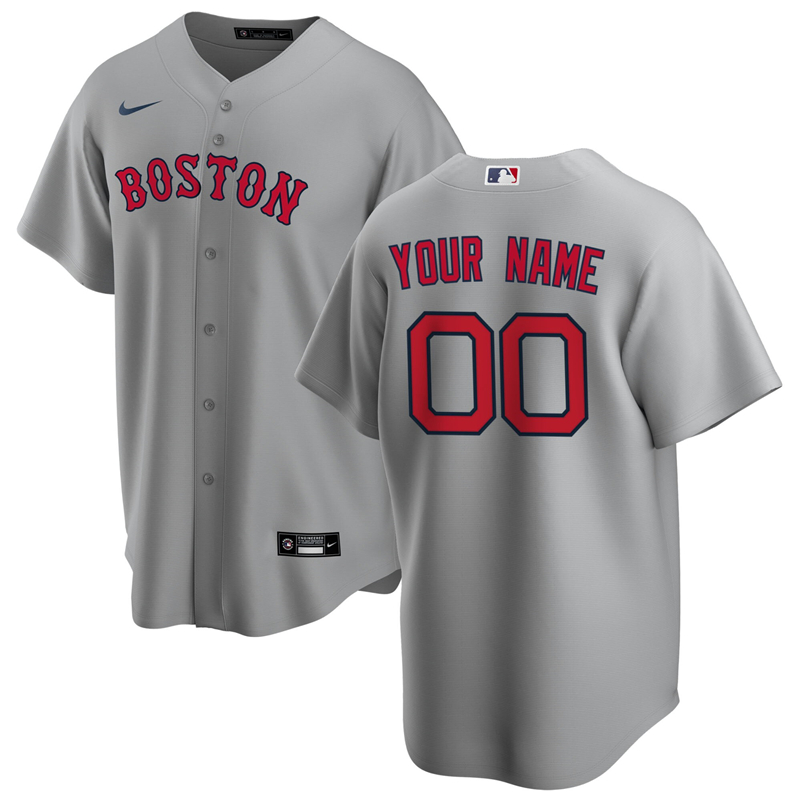 2020 MLB Men Boston Red Sox Nike Gray Road 2020 Replica Custom Jersey 1